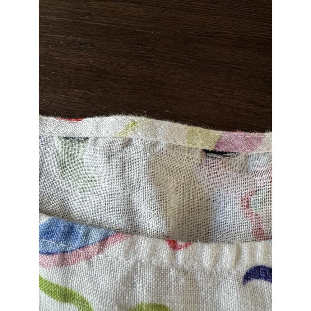 100% Linen Top Shirt Women’s Small Utopia Print Colorful Crisp - Picture 5 of 6